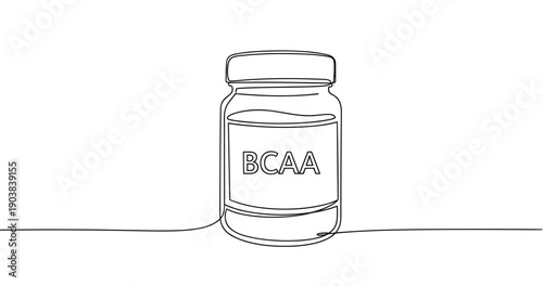 Line art of bcaa supplement jar - minimalist black and white design. No editable stroke