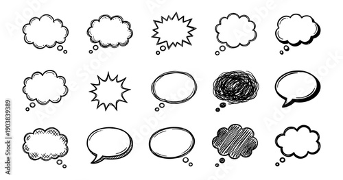 Cute Funny Doodle Monsters Aliens Ghosts Robots Hand Drawn Cartoon Character Collection Black White Line Art Set Whimsical Creatures Vector Illustration Pack Kids Designs Halloween Fantasy