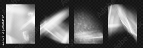 Crystal prism light flare background,transparent rainbow overlay with diamond neon glare effect and iridescent blur.