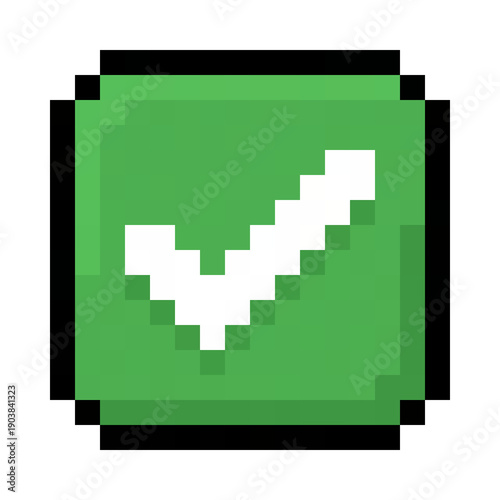 A 16x16 Green Check Approval Pixel Art - Retro style