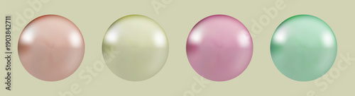 Set of realistic glossy glass ball.Geometric abstract shape.