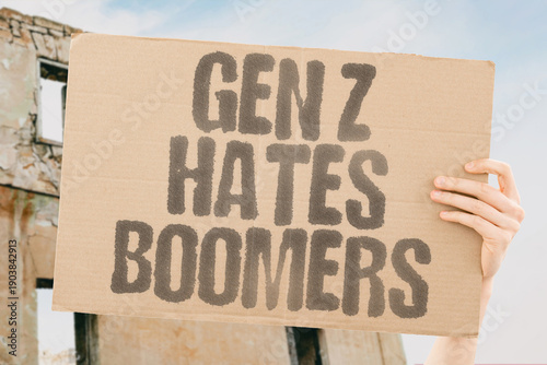 Obraz na plátně "Gen Z Hates Boomers" Young generation resents older cohort