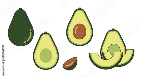 Avocado Line art creative color filled design