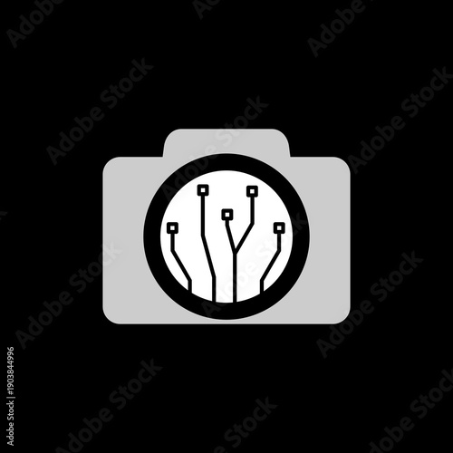 Smart camera icon isolated on black background