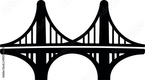 Minimalist black and white bridge icon isolated on white background vector illustration architecture design symbol