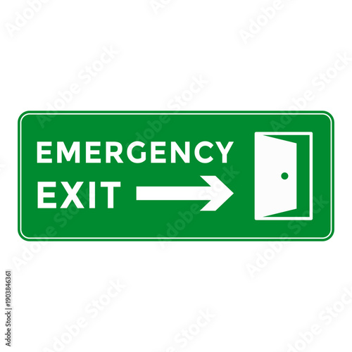 Green Safety Sign Indicating Emergency Exit Direction Right