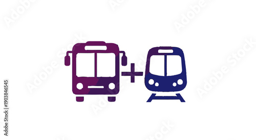 Simple icon of bus and train combined.