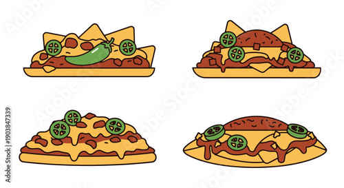Loaded Nachos Line filed color trendy design