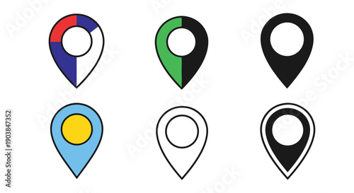 Location Pin Line color filled design art illustration