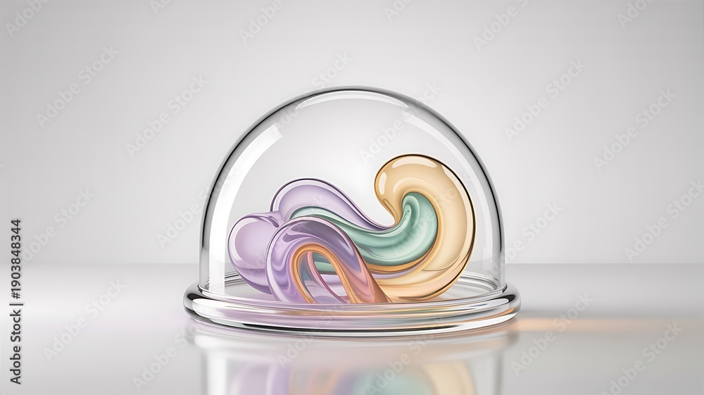 Obraz premium Glass dome with colorful swirling shapes inside colorful shapes swirling patterns