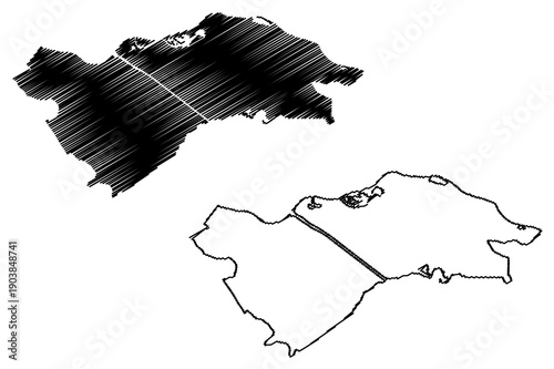 Buren municipality (Kingdom of the Netherlands, Holland, Gelderland or Guelders province) map vector illustration, scribble sketch Buren map