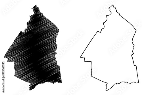 Coevorden City and municipality (Kingdom of the Netherlands, Holland, Drenthe province) map vector illustration, scribble sketch Koevern map