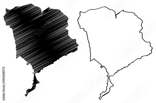 Breda city and municipality (Kingdom of the Netherlands, Holland, North Brabant or Noord-Brabant province) map vector illustration, scribble sketch Breda map