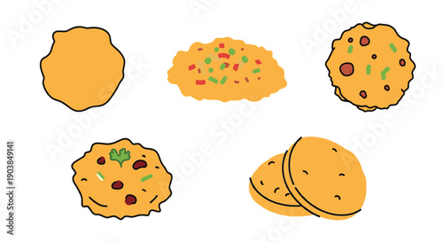 Pakora Line art colorful design