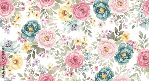 Color-Pop Spring Flowers Textile Design