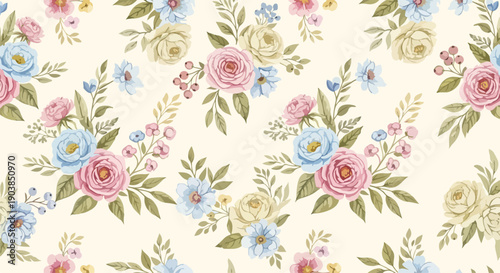 Playful Floral Pattern with Spring Blossoms