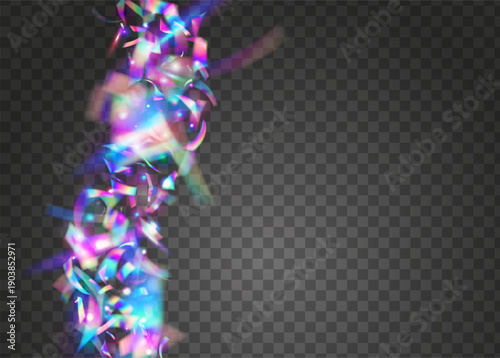 Explosion Glitter. Blue Happy Effect. Rainbow Paper. Hologram Ribbon. Retro Pattern. 3d Background. Glare Holographic Serpentine. Digital Design. Purple Explosion Glitter