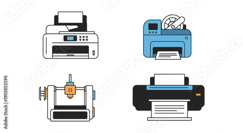 Printer Line art color vector clean design