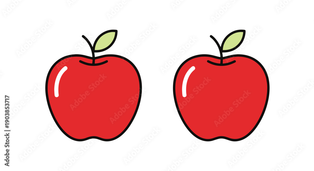 Fototapeta premium Red Apple Line art premium color outline design