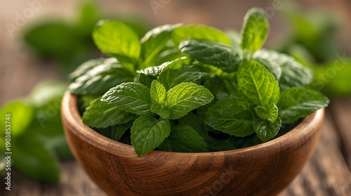 fresh mint leaves in bowl