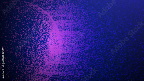 Particle Globe Background. Abstract Dot Sphere. 3D Big Data Bg. A Concept Of Atom Spins In Space And Light. Futuristic Blue Circle With Vector Shapes. Digital Particle Globe