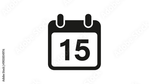 Calendar icon with date 15, schedule and appointment symbol.