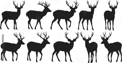 Set of Black Silhouette Illustrations Featuring a Woman Performing Various Yoga Poses and Mindfulness Meditation Exercises Isolated on White Background for Wellness and Fitness Concepts