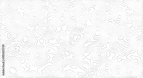 Abstract topographic contour lines pattern background texture black and white minimalist design isolated on transparent background
