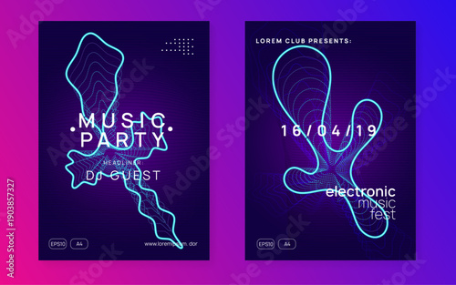 Dj Design. Sound Trance Template. Edm Background. Violet Dance Event. Electronic Disco Invitation. Blue Party Poster. Electro Vector. Pink Dj Design