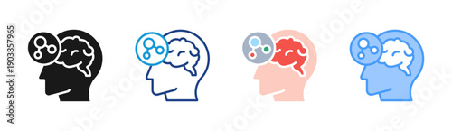 Brain Training icon set multiple style collection