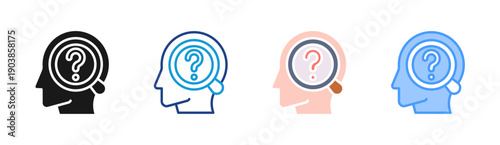 Self Question icon set multiple style collection