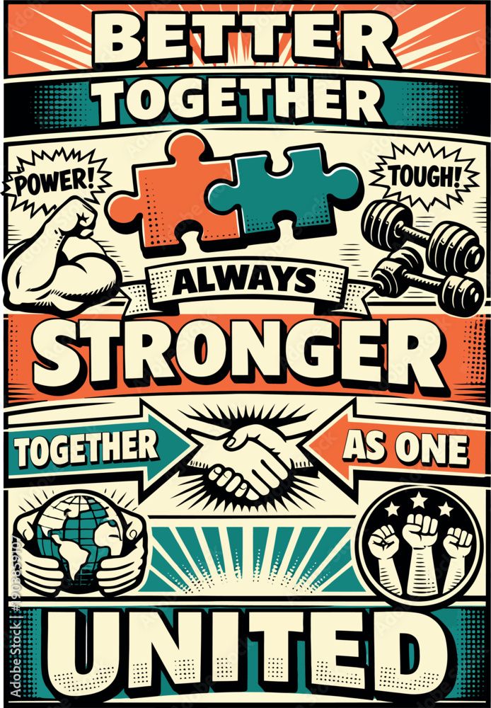 Fototapeta premium Better Together Always Stronger United Team Design