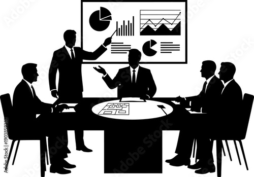 Business meeting with presentation and data analysis