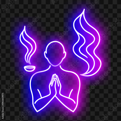 Neon Light Person Praying
