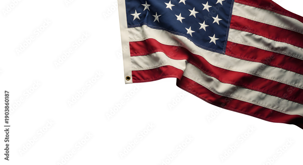 Obraz premium Waving american flag isolated on transparent background