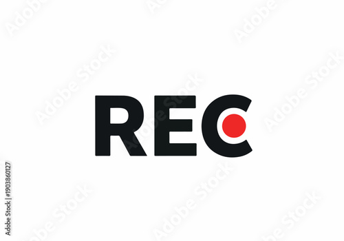 Black 'REC' text with a prominent red dot indicating active recording on a clean white background, symbolizing video capture or live broadcast status