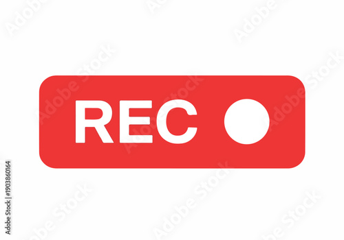 Vibrant red recording indicator icon displaying 'REC' text and a white circle, symbolizing active video or audio capture in a modern digital interface or live broadcast setting