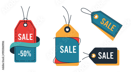 Sale Tag Line art outline illustration