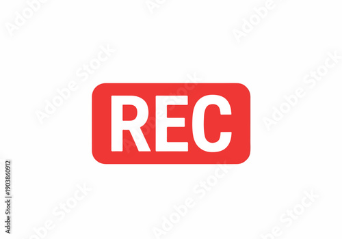 Vivid red recording indicator showing 'REC' in white, signifying an active video or audio capture session in progress, commonly used in digital media
