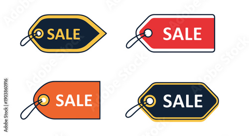 Sale Tag Line art filled flat design