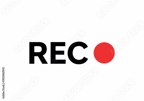 Clearly visible recording indicator with bold 'REC' text and a vibrant red dot, signifying active media capture or live broadcast status for digital content