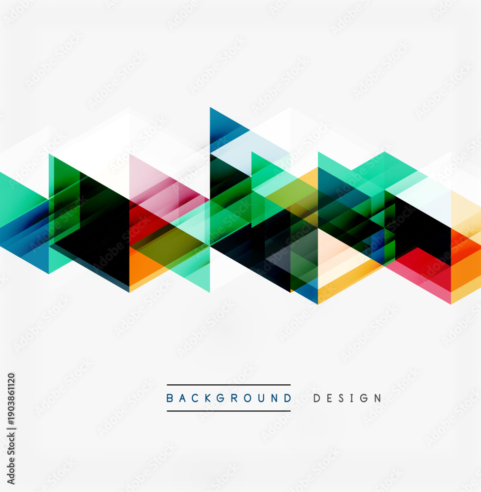 Obraz premium Abstract geometric shapes overlap creating vibrant wave pattern. Modern design utilizes bright colors, clean lines.