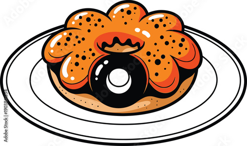 A plate of fresh strawberries and a chocolate on top of a dessert