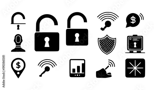 Privacy and encryption lock icon vector collection