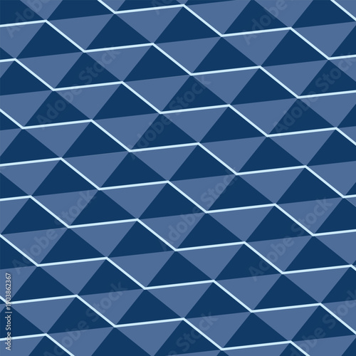 Modern geometric background featuring blue isometric boxes and triangles. Ideal for corporate branding, technology-themed designs, web backgrounds, and modern stationary