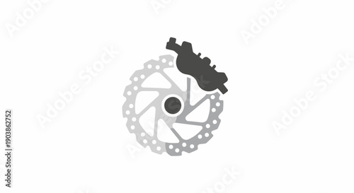 Bicycle Disc Brake System Component Icon on Isolated White Background