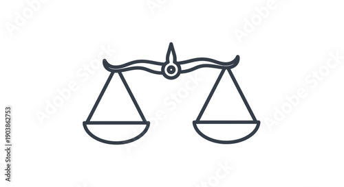 Outline Weighing Scales of Justice Icon on Isolated White Background