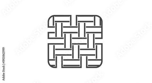 Abstract Intricate Geometric Knot or Maze Pattern Design Outline on Isolated White Background