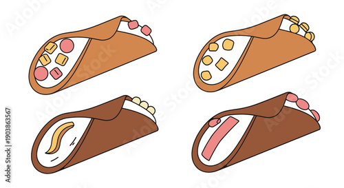 Cannoli Line art color filled abstract design