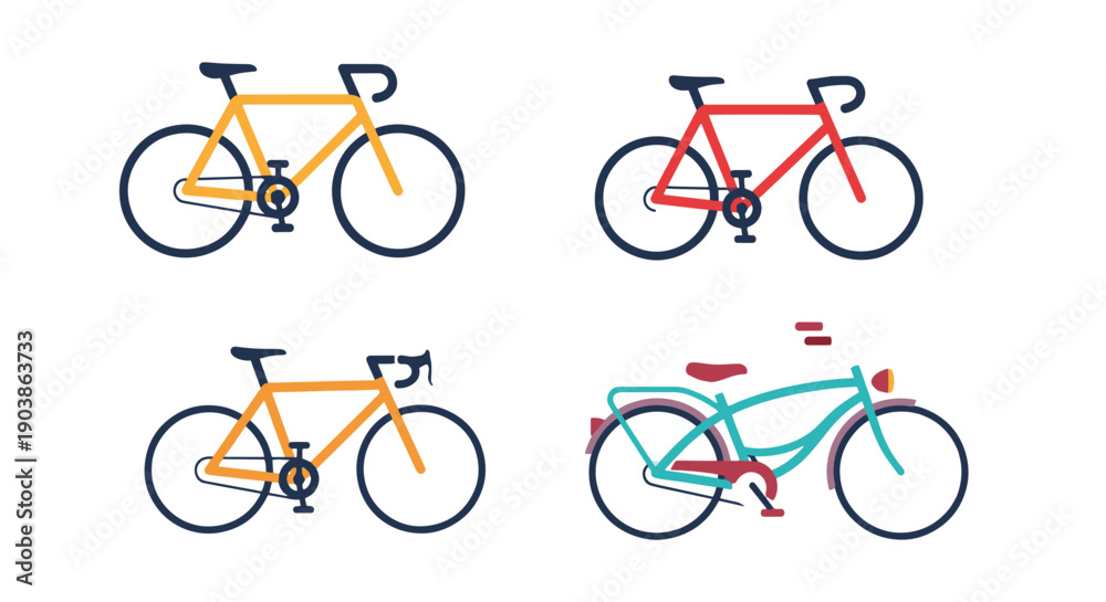 Fototapeta premium Bicycle Line art vibrant color